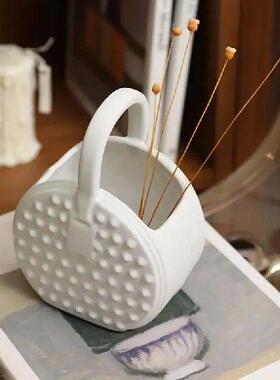 Purse Vase For Flowers Decorative Ceramic Tabletop Vase