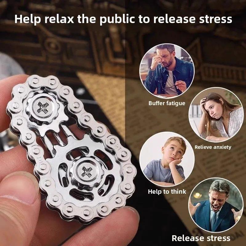 Metal Fidget Spinner Office Desk Toy Stress Relief Gears