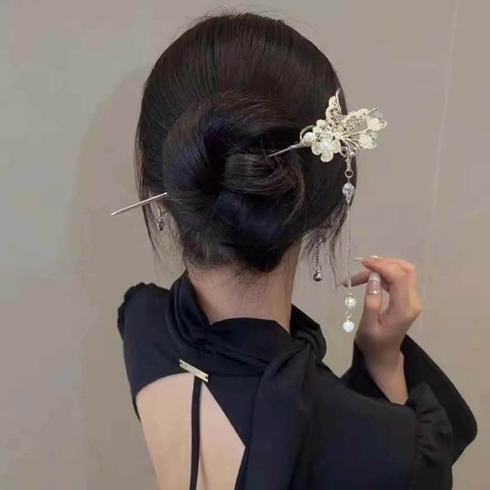 Classic Hair Peach-blossomhair Chopsticks Gold Plated Prong