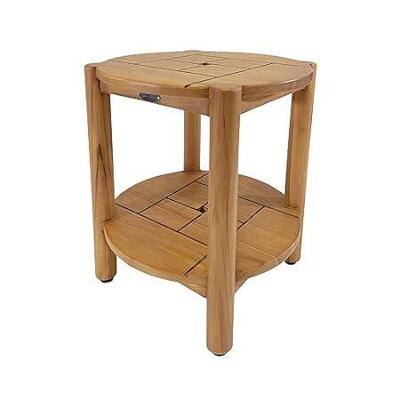 Select Solid Teak Round Shower Stool， Side Table for Indo