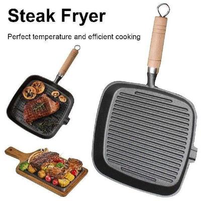 Cast Iron Skillet Steak Pan Uncoated Non-stick Frying Pan