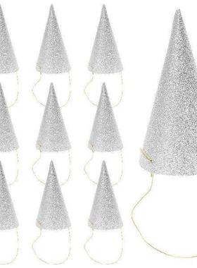 12 PCS Party Hats Glitter Cone Crown Baby Crowning Conical