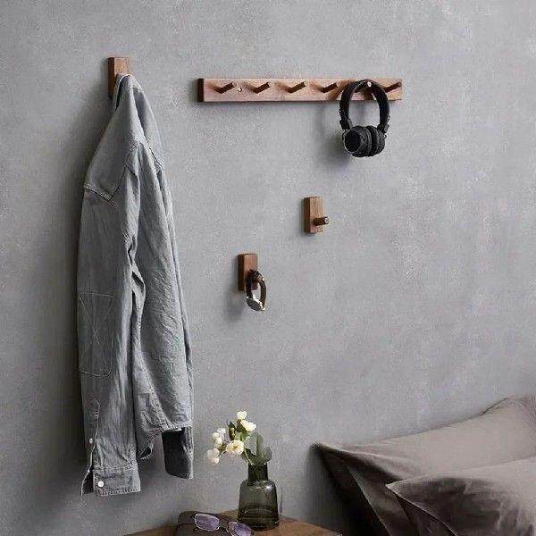 Solid Wood Wall Coat Rack Interior Furniture Storage