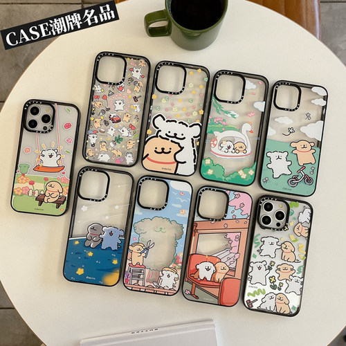 CA线条小狗适用iPhone18Promax17Pro苹果16Pro15Promax14Plus13/12手机壳防摔套个性可爱女款透明轻奢磁吸11