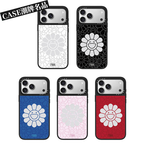 村上隆太阳花笑脸适用iPhone17Pro苹果16Promax手机壳13镜面14防摔套15个性16Pro情侣17Promax男女Plus磁吸12