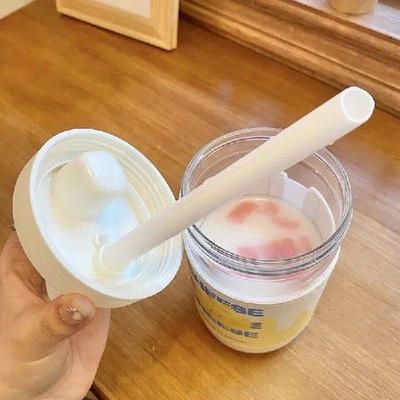 500/850ml Water Bottles Juice Milk Plastic Cup with Lid