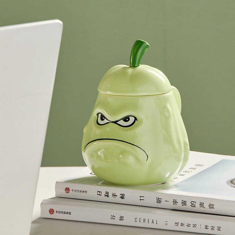 倭瓜杯稀奇古怪陶瓷杯搞怪卡通苦瓜杯子带盖勺情侣生日礼物礼盒