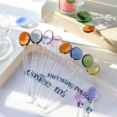 1pc Creative Colored Glass Coffee Stirring Rod Milk Dessert