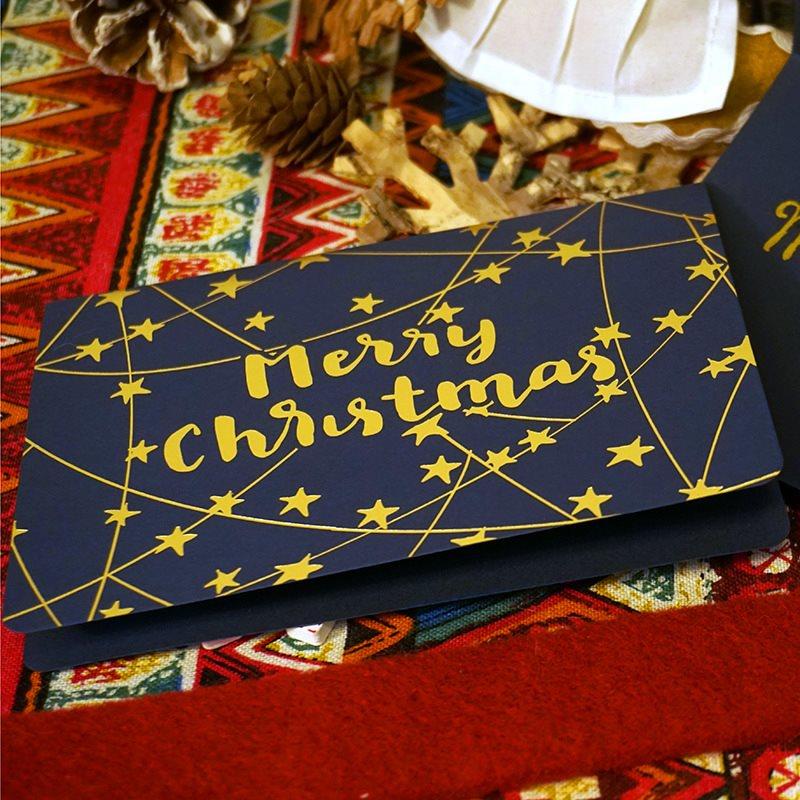 Christmas Reindeer Card Set Gold Foil Greeting with Envelope