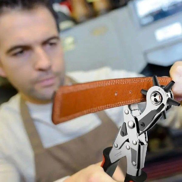 皮革打孔钳缝纫工具 Revolve设计橙色皮革打孔器适用皮带