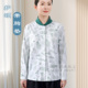 中老年护颈睡衣带胸垫纯棉上衣单件开襟半高领印花长袖 秋衣家居服