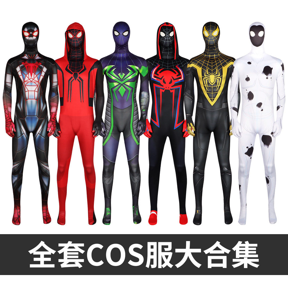 万圣节cosplay戴帽黑蜘蛛紧身连体衣漫威电影cos服舞台表演服