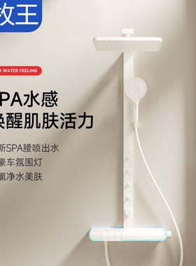 奶油白色浴室恒温数显花洒套装家用沐浴淋浴带净水功能腰喷卫生间