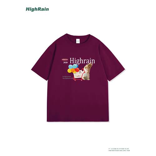 HighRain紫色短袖T恤夏季新款可