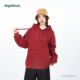 HIGH RAIN酒红色纯色连帽卫衣女秋冬节日氛围感加绒潮牌套头内搭