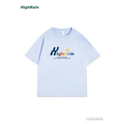 HighRain夏季新款浅蓝色短袖T恤