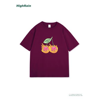 HighRain火焰樱桃短袖T恤男女潮