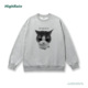 HIGH RAIN设计感猫猫印花圆领卫衣女2025早秋宽松休闲套头上衣潮