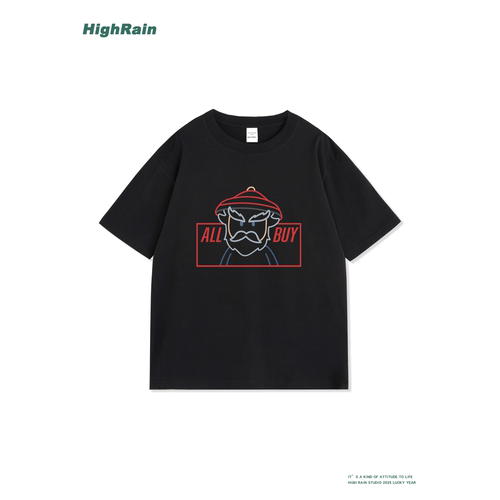 HIGHRAIN美式字母T恤潮流痞帅印
