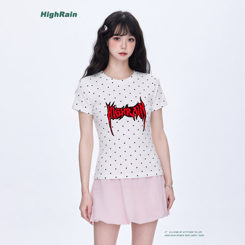 HighRain甜酷辣妹波点T恤女短袖