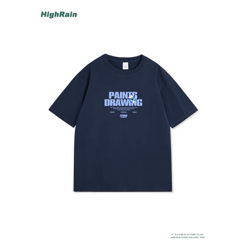 HIGHRAIN涂鸦字母纯棉T恤上衣潮