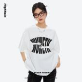 HIGH oversizeT恤男女可穿宽松上衣 字母印花圆领短袖 RAIN夏季 美式