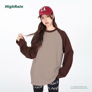 插肩纯棉夏季 断码 T恤潮牌基础款 280克重磅长袖 打底上衣女 处理