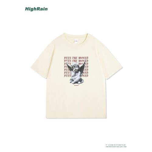 HighRain美式高街丘比特印花短袖