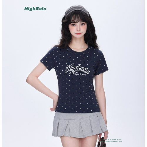 HighRain波点短袖T恤女夏季新款