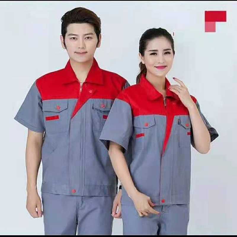 新品夏季短袖工作服套装男夏装厂服工人工服工装半袖透气汽修服劳