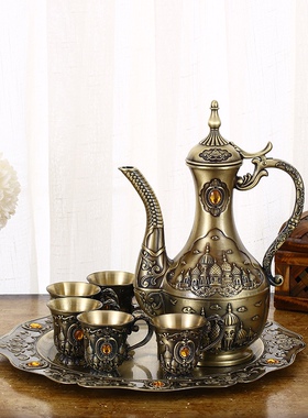 欧式复古酒具套装家用大容量青铜浮雕白酒杯艺术中国风宫廷酒壶