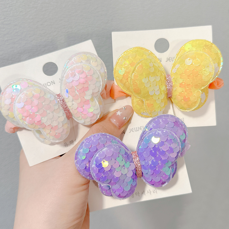 亮片蝴蝶发绳儿童高弹发圈女孩头饰可爱头绳女童扎马尾不伤发发饰