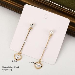 Heart Tassel Pearl Retro for Peach Earrings Women Love