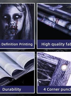 2 Pack Halloween Ghost Curtain Decorations - Female Ghost Wi