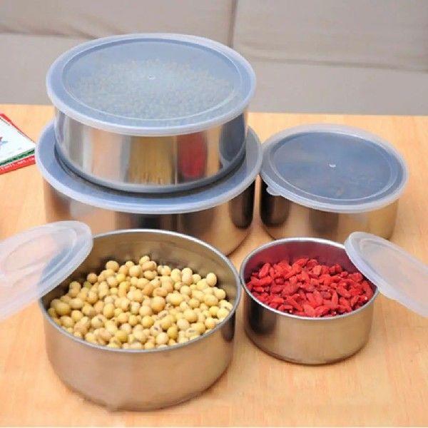 Hot 5Pcs/Set Stainless Steel Home Food Portable Storage