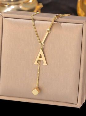Stainless Steel Initial Letter Necklace For Women Gold Plate
