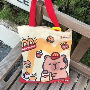 Tote Kapibara Inner Canvas Large Novelty Daily Capac Bag
