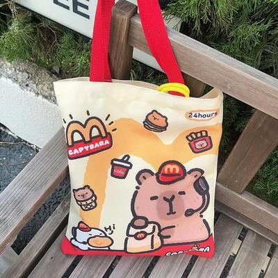 Canvas Bag Novelty Tote Bag Kapibara Inner Daily Large Capac