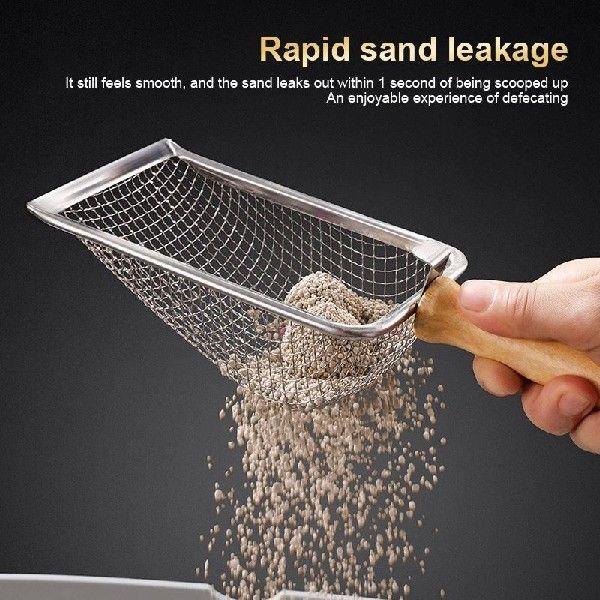 Cat Litter Shovel Wood Handle Metal Scooper With Hook