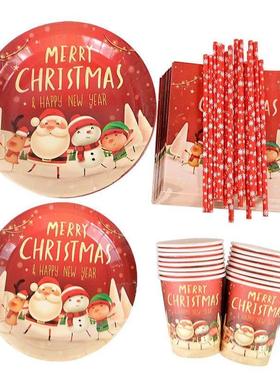 Merry Christmas Disposable Tableware Santa Claus Paper Plate