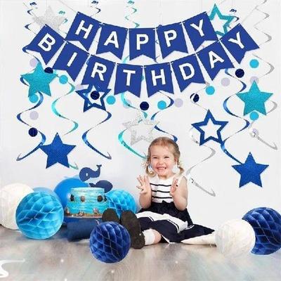 Blue Birthday Decorations, Happy Birthday Banner With