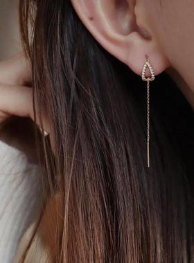 Drop Ear Line Long Hanging Earrings For Women Rose Gold Colo