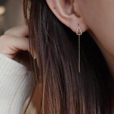 Drop Ear Line Long Hanging Earrings For Women Rose Gold Colo