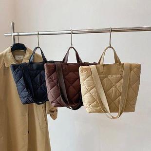 Tote Bag Quilted Women with Puffer Shoulder Inner Nylon