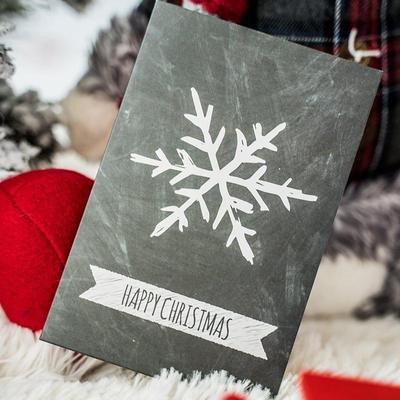 Black Christmas Tree Greeting Card Vintage Style Envelope