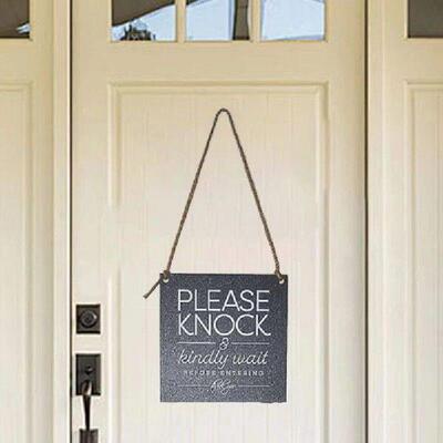 Please Knock Sign Black And White Printed Reminding Warning