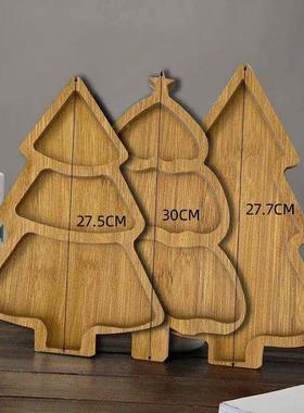 Wooden Christmas Tree Plates Xmas Dried Fruit Snacks Multi G