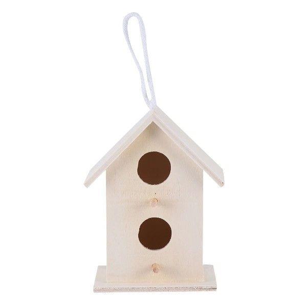 5 pcs Wooden Bird Nest Ornaments Unfinished Houses Beige