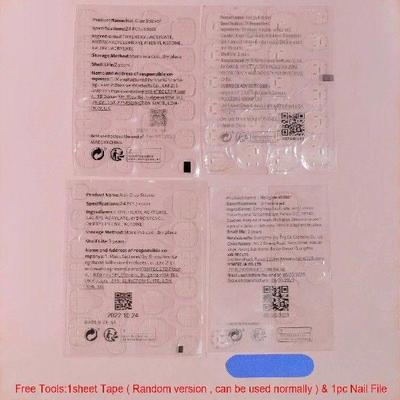 Pink Smudging Fake Nails with Tulip Printed Easy to Apply