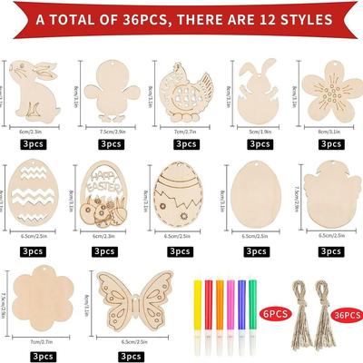 Wooden Easter Decorations Eggs Diy White Embryo Children